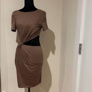 Elegant Brown Twist-Knot Dress